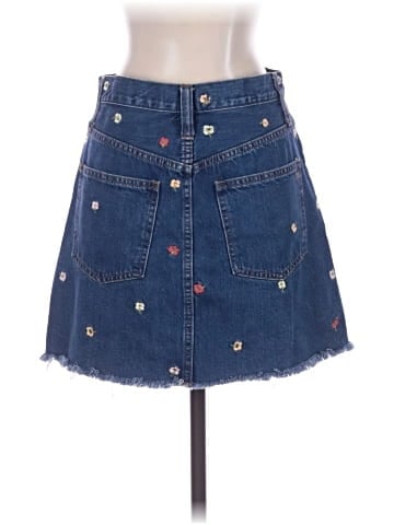 Madewell Rigid Denim A-Line Mini Skirt: Confetti Floral Embroidered Edition (view 2)