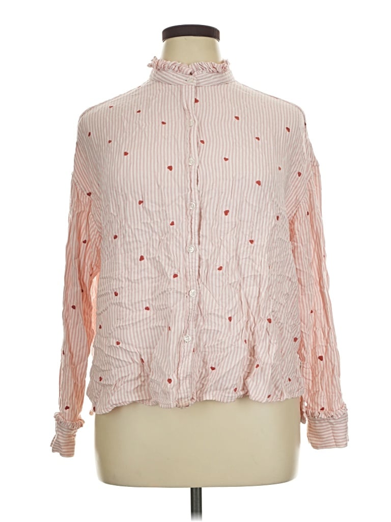 Pre-owned Time And Tru Long Sleeve Blouse In Pink