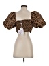 Buddy Love 100% Polyester Brown Short Sleeve Blouse Size S - photo 2