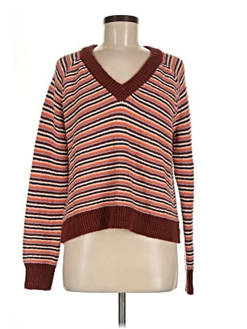 Madewell Arden V-Neck Crop Pullover Sweater in Stripe (view 1)
