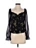 Topshop 100% Polyester Floral Solid Black 3/4 Sleeve Blouse Size 4 - photo 1