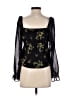Topshop 100% Polyester Floral Solid Black 3/4 Sleeve Blouse Size 4 - photo 2