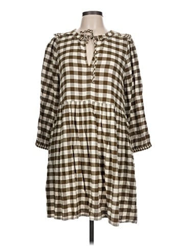 Madewell Gingham Collared Puff-Sleeve Mini Dress (view 1)