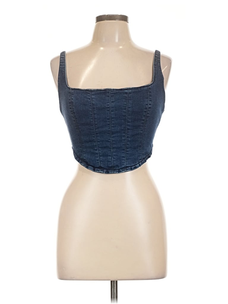 Pre-owned Zara Sleeveless Blouse In Blue