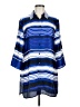 Chico's 100% Polyester Stripes Blue 3/4 Sleeve Blouse Size Med (1) - photo 1