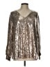 Lane Bryant Metallic Silver Long Sleeve Blouse Size 12 - photo 1