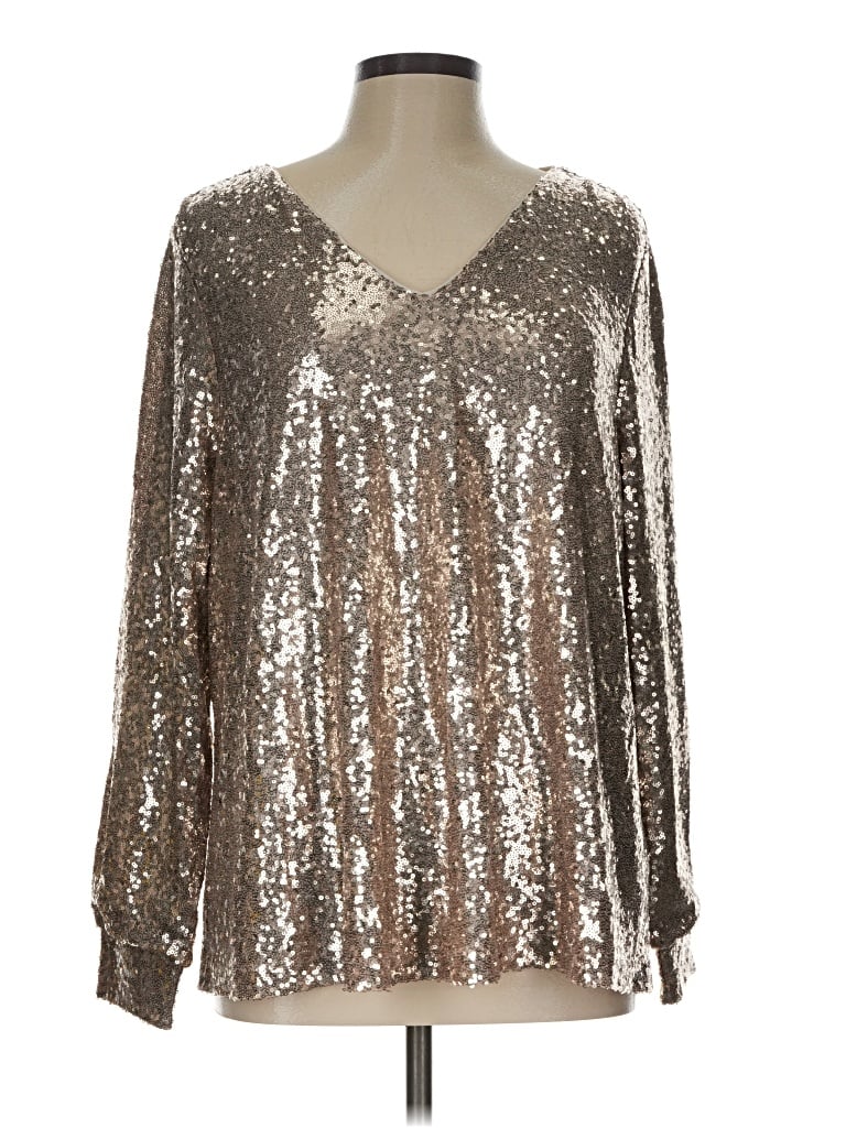 Lane Bryant Long Sleeve Blouse In Silver