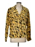 Carlisle 100% Silk Animal Print Yellow Long Sleeve Silk Top Size 12 - photo 1