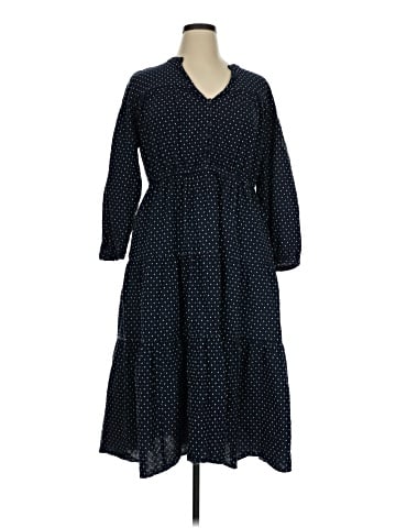 Madewell Plus Dobby Tiered V-Neck Midi Dress (view 1)