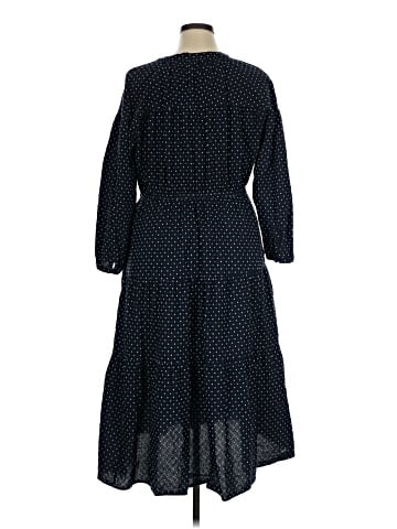 Madewell Plus Dobby Tiered V-Neck Midi Dress (view 2)