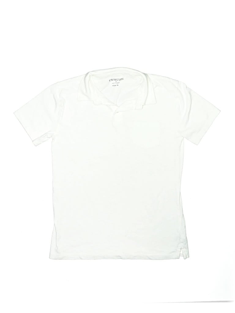 Pre-owned Crewcuts Outlet Kids' Short Sleeve Henley Shirt In White