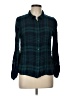 Francesca's Plaid Teal Long Sleeve Button-Down Shirt Size L - photo 1