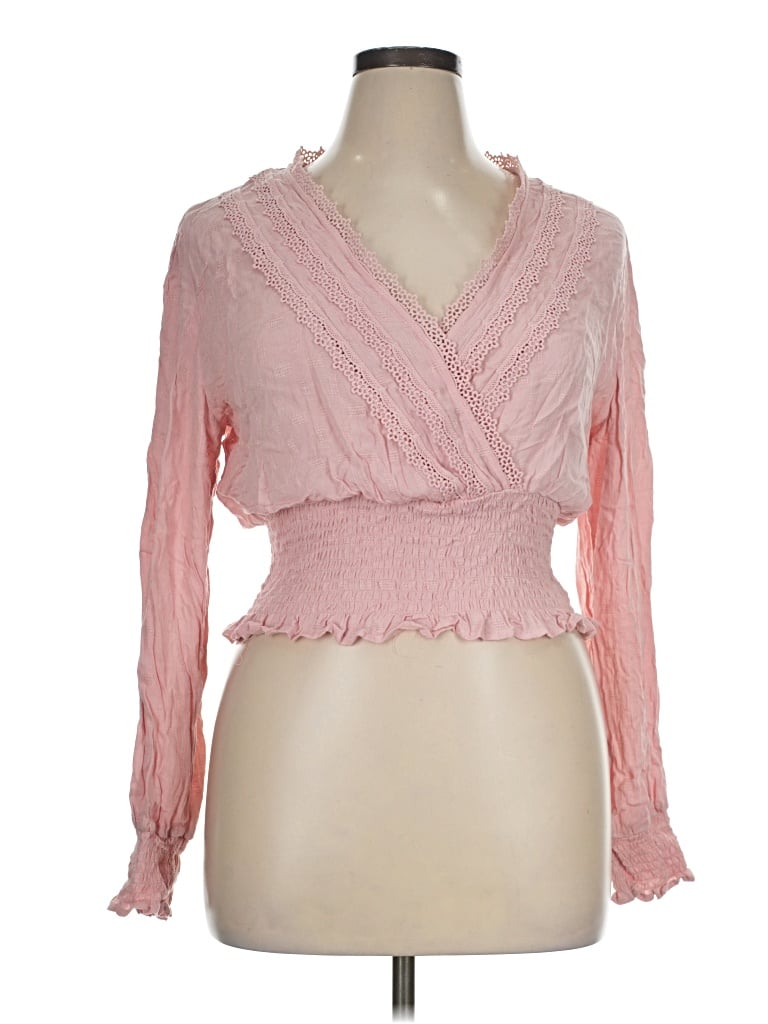 Pre-owned Self Esteem Long Sleeve Blouse In Pink