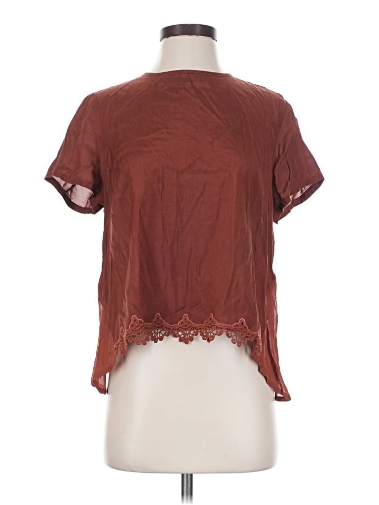 Pre-owned Chan Luu Short Sleeve Blouse In Burgundy