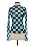 Monki Checkered-gingham Teal Long Sleeve Blouse Size S - photo 1