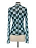 Monki Checkered-gingham Teal Long Sleeve Blouse Size S - photo 2