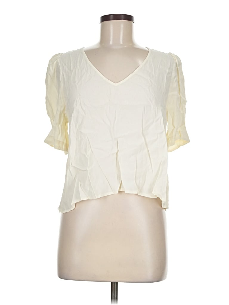 Pre-owned Lulus Short Sleeve Blouse In Ivory