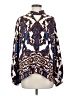 Black Label by Chico's 100% Polyester Animal Print Blue Long Sleeve Blouse Size 2 - photo 1