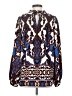 Black Label by Chico's 100% Polyester Animal Print Blue Long Sleeve Blouse Size 2 - photo 2