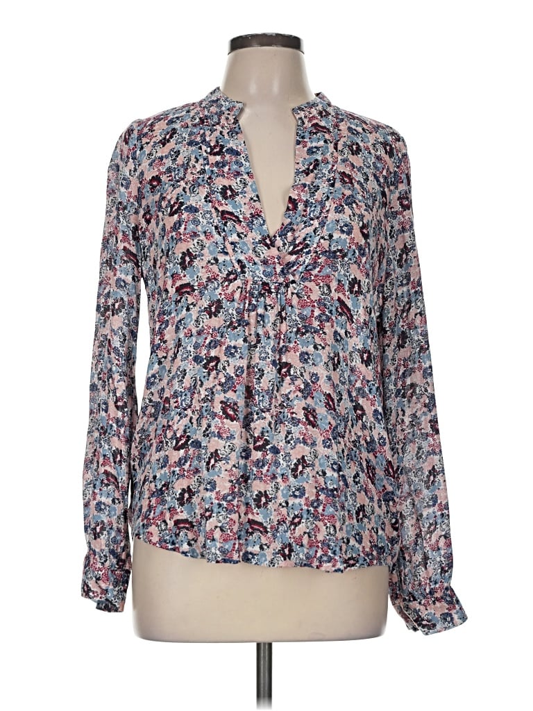 Pre-owned Lucky Brand Long Sleeve Blouse In Blue