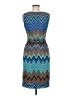 David Meister 100% Polyester Chevron-herringbone Teal Cocktail Dress Size 6 - photo 2