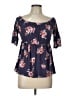 Rewind Blue Purple Short Sleeve Blouse Size L - photo 1