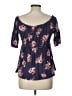 Rewind Blue Purple Short Sleeve Blouse Size L - photo 2