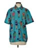 Assorted Brands Print Teal Short Sleeve Button-Down Shirt Size S - photo 1