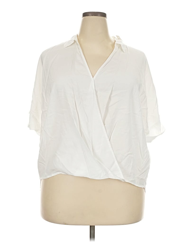 Pre-owned Lou & Grey For Loft Short Sleeve Blouse In Ivory