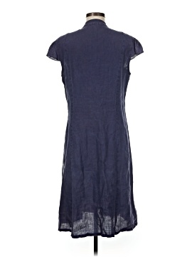 russ berens linen dress Russ Berens Linen Dress Womens Small Lagenlook Blue Midi Short Sleeve Pencil