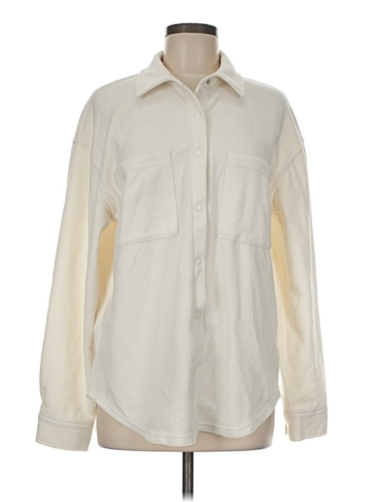 Pre-owned Z Supply Long Sleeve Button Down Shirt In Ivory