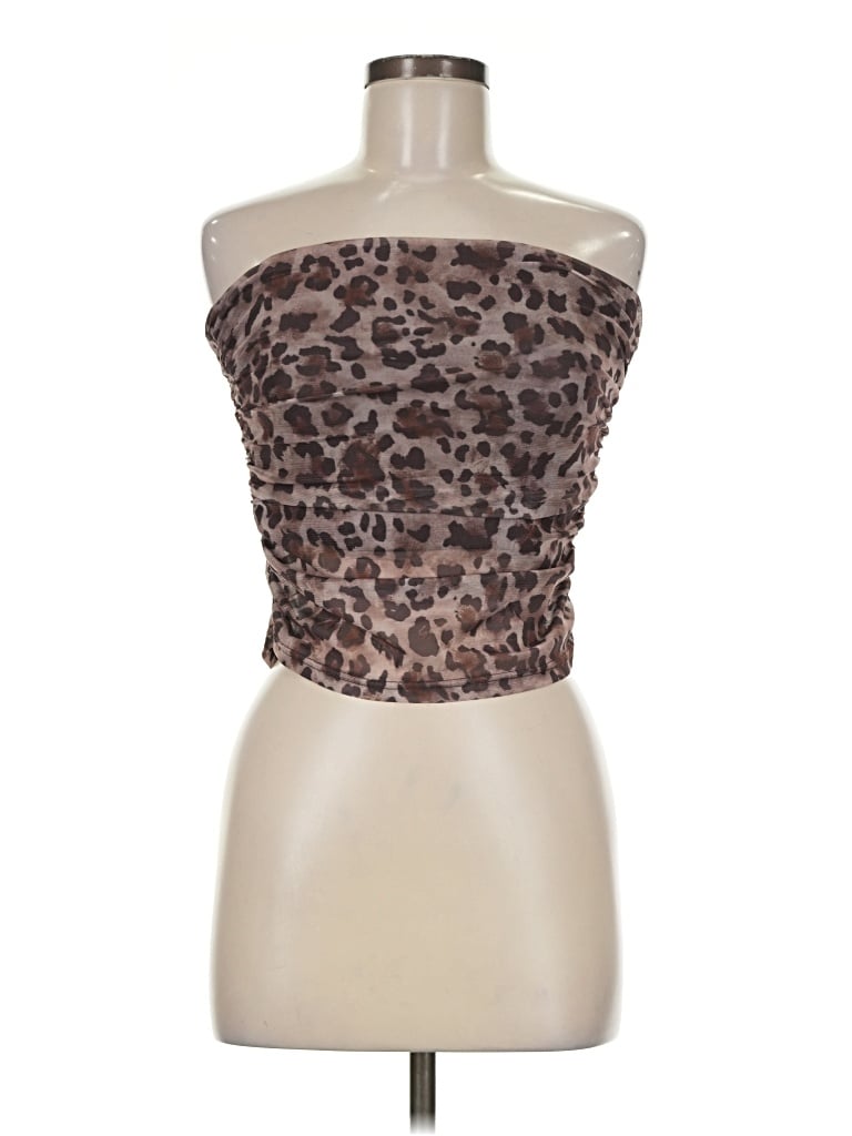 Pre-owned Unbranded Sleeveless Top Brown Strapless Neckline Tops