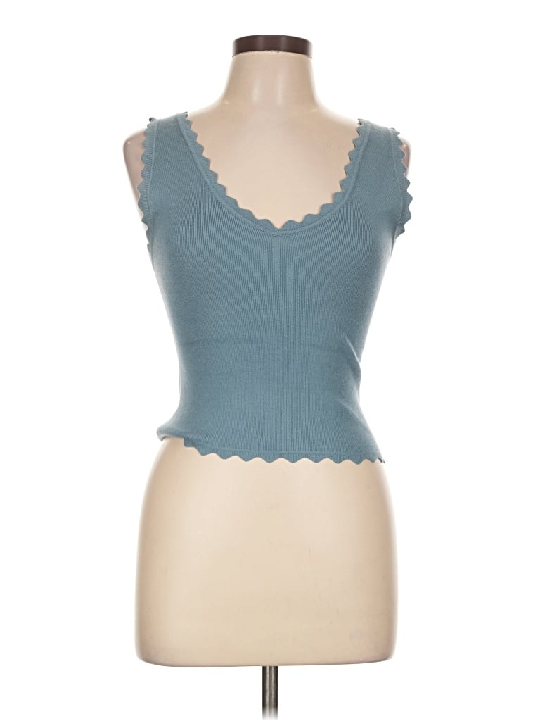 Pre-owned The Workshop Tank Top Teal Sweetheart Neckline Tops