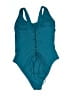 Bebe Solid Teal One Piece Swimsuit Size XL - photo 2