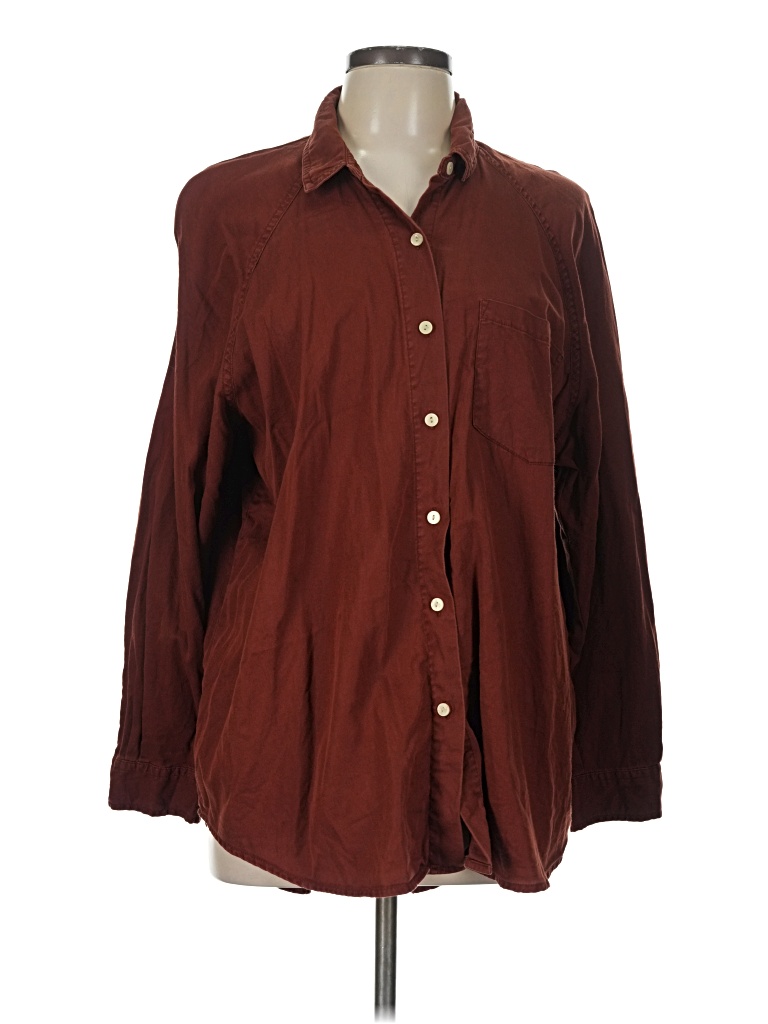 Pre-owned Universal Thread Long Sleeve Button Down Shirt In Burgundy