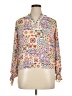 Grace 100% Polyester Print Orange Long Sleeve Blouse Size M - photo 1