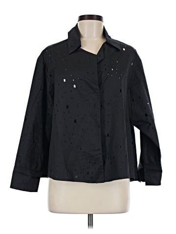 Planet By Lauren G 3/4 Sleeve Button-Down Shirt (view 1)