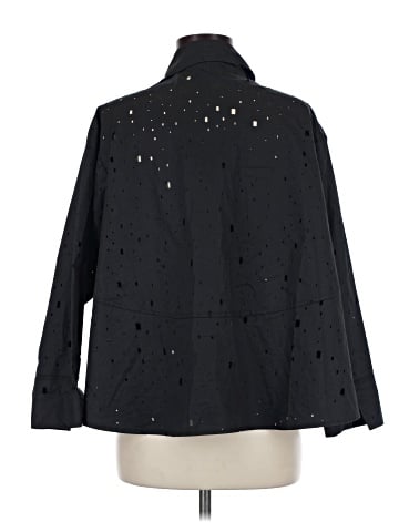 Planet By Lauren G 3/4 Sleeve Button-Down Shirt (view 2)