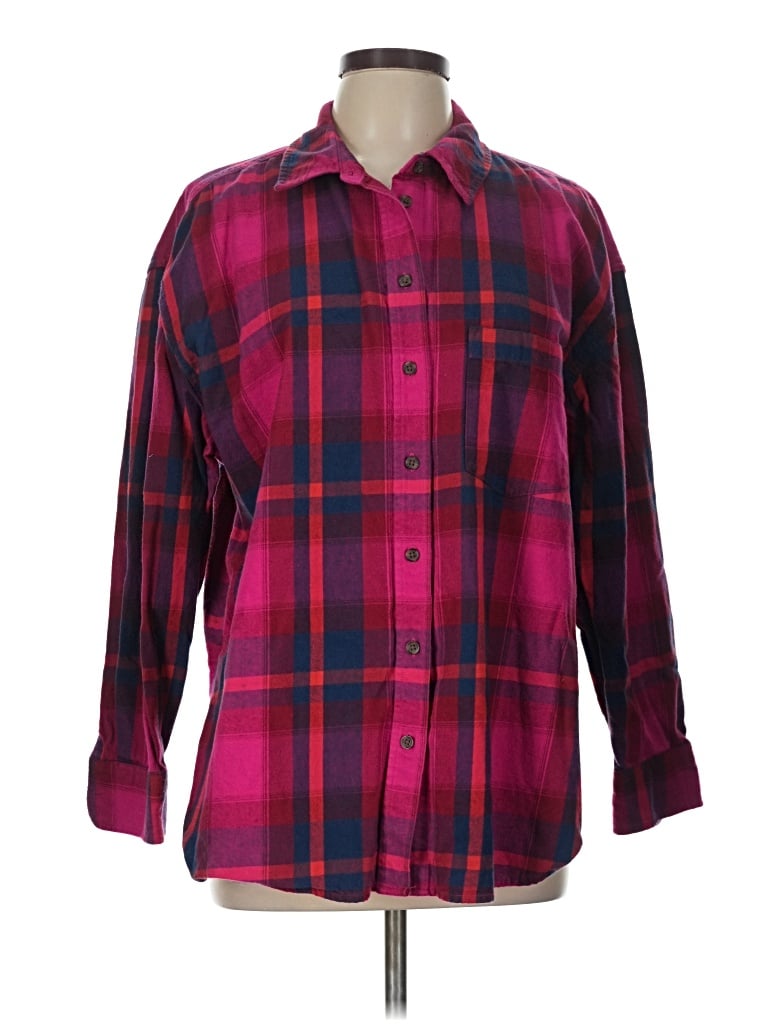 Pre-owned Universal Thread Long Sleeve Button Down Shirt In Burgundy