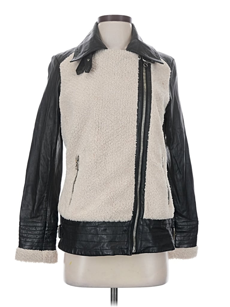 Pre-owned Slate & Willow Leather Jacket In Gray