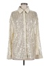Le Lis 100% Polyester Metallic Silver Long Sleeve Blouse Size M - photo 1