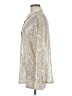 Le Lis 100% Polyester Metallic Silver Long Sleeve Blouse Size M - photo 5