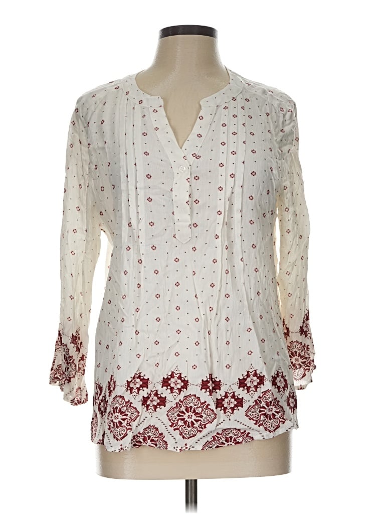 Pre-owned Fun2fun 3/4 Sleeve Blouse In Ivory