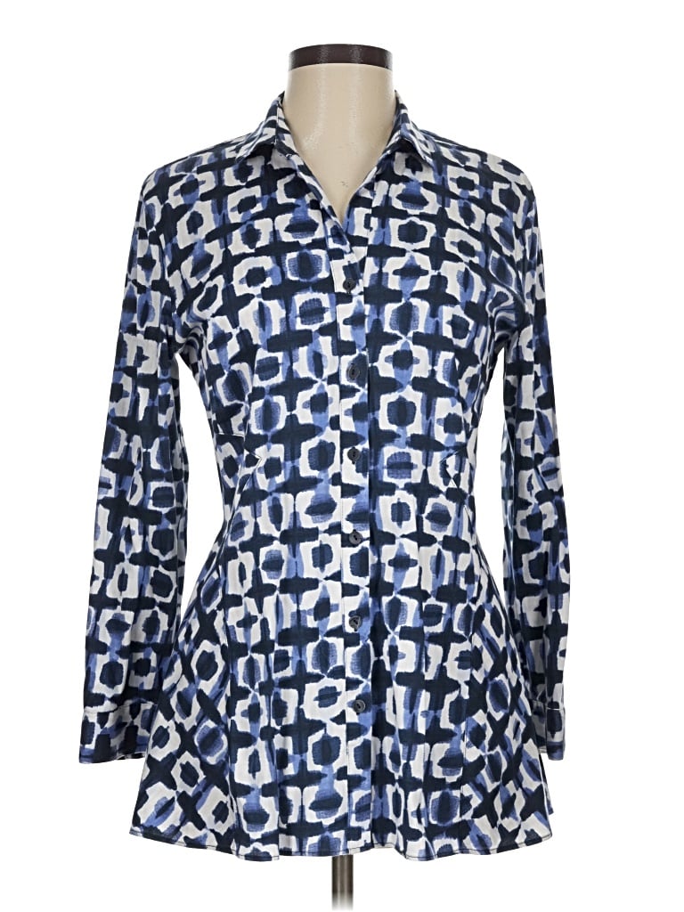 Pre-owned Nic + Zoe 3/4 Sleeve Blouse In Blue