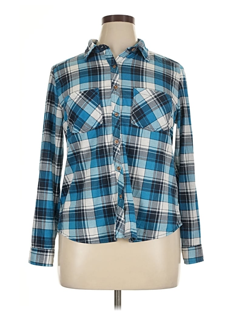 Pre-owned Passport Long Sleeve Blouse In Blue