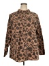 Roaman's Animal Print Brown Long Sleeve Button-Down Shirt Size 24W - photo 1