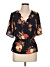 Blue Rain 100% Polyester Black Short Sleeve Blouse Size L - photo 1