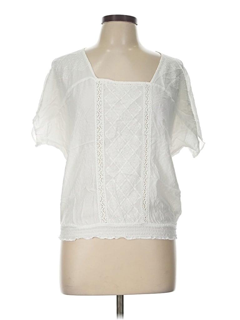 Pre-owned Maurices Short Sleeve Blouse In White