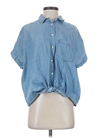 Madewell Denim Short-Sleeve Tie-Front Shirt (view 1)