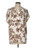 Amour Vert Floral Ivory Short Sleeve Blouse Size L - photo 1